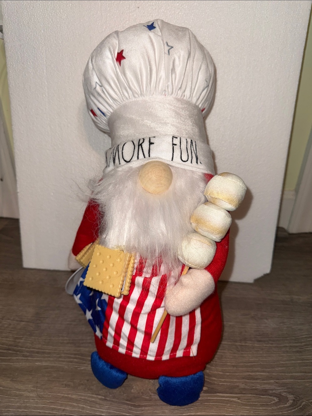 Rae Dunn Patriotic Gnome S’More Fun 16’’ Plush Decore